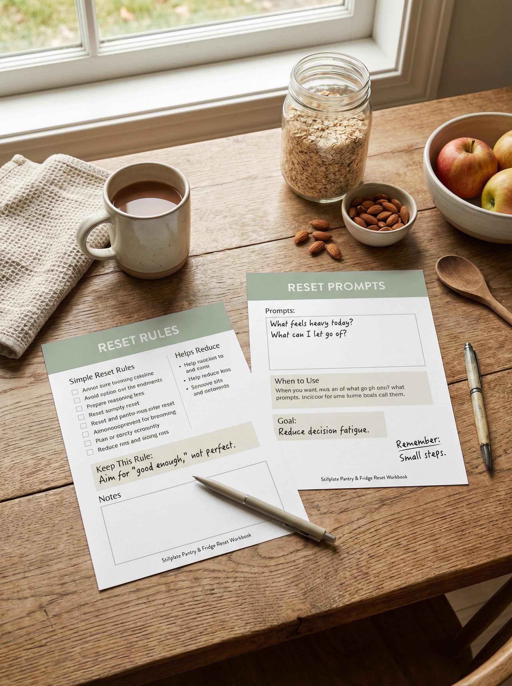 Printable keep stocked and freezer reset worksheets for backup meal planning