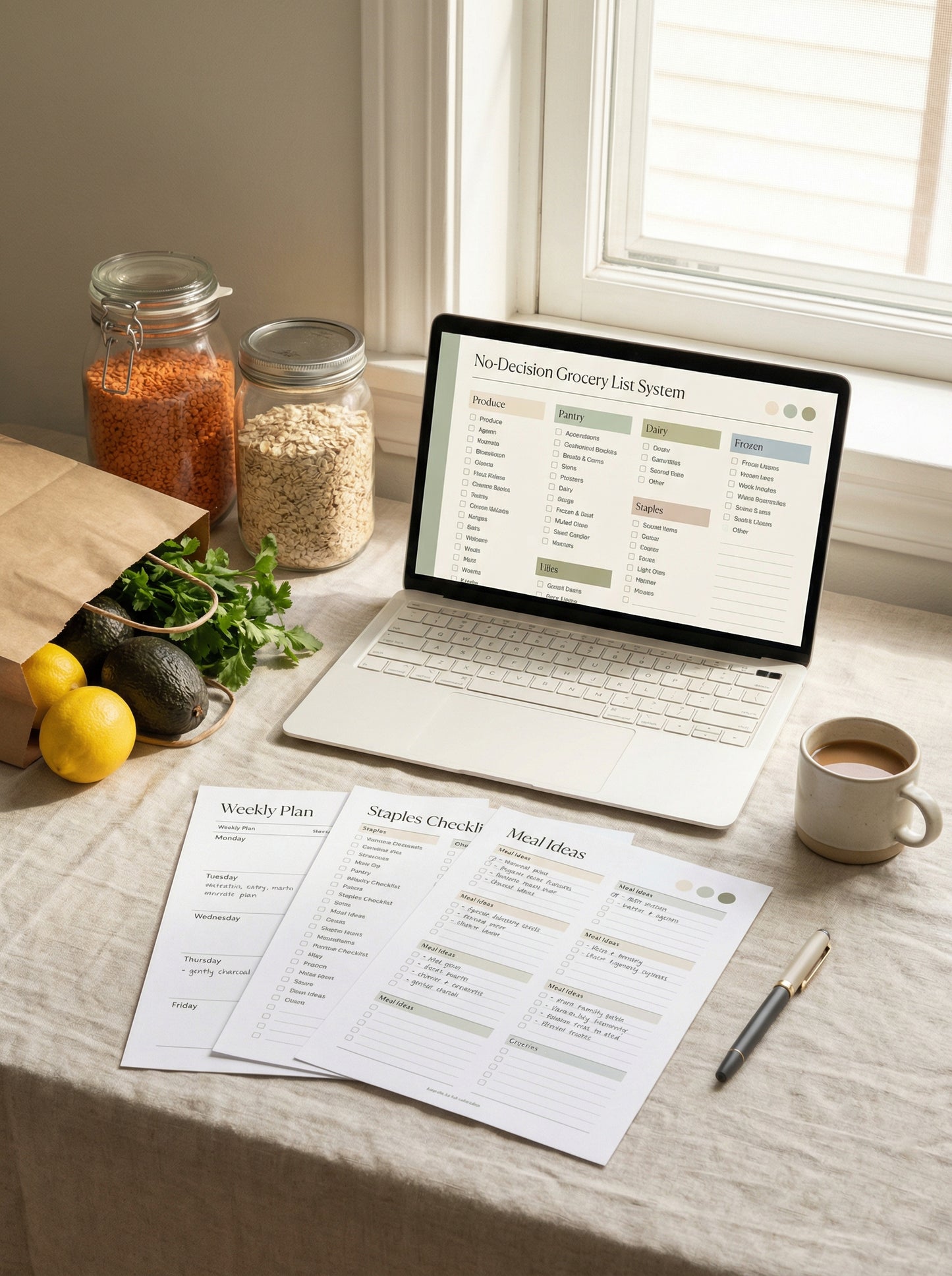 No-Decision Grocery List System printable grocery planning workbook by Stillplate