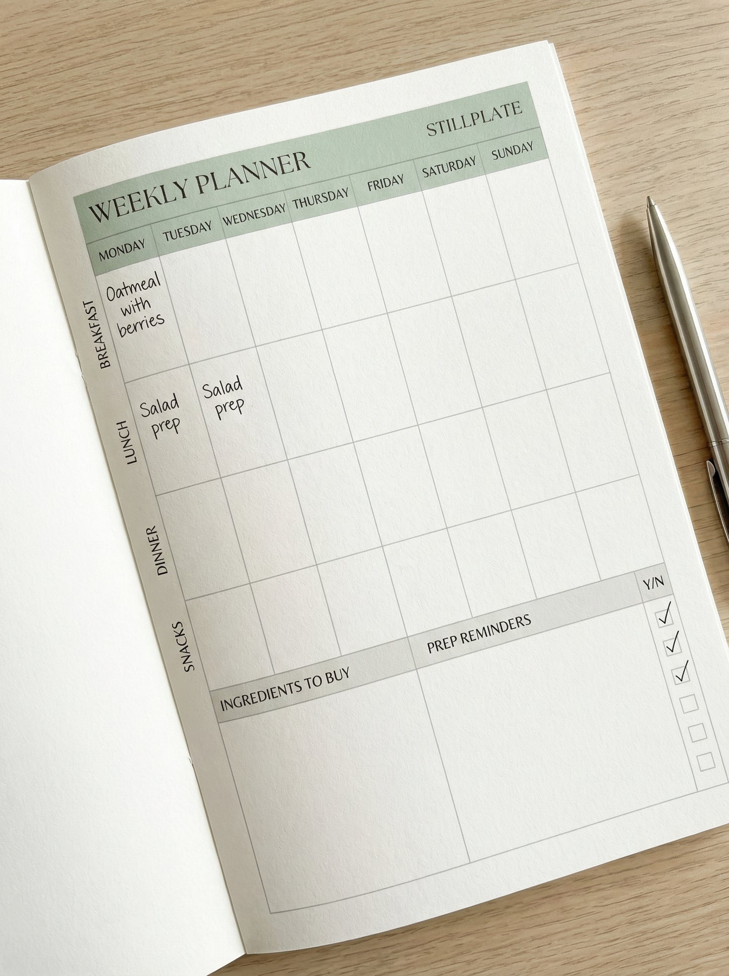 Recipe bank and ingredients spreadsheet sheets for a repeatable weekly meal planning system