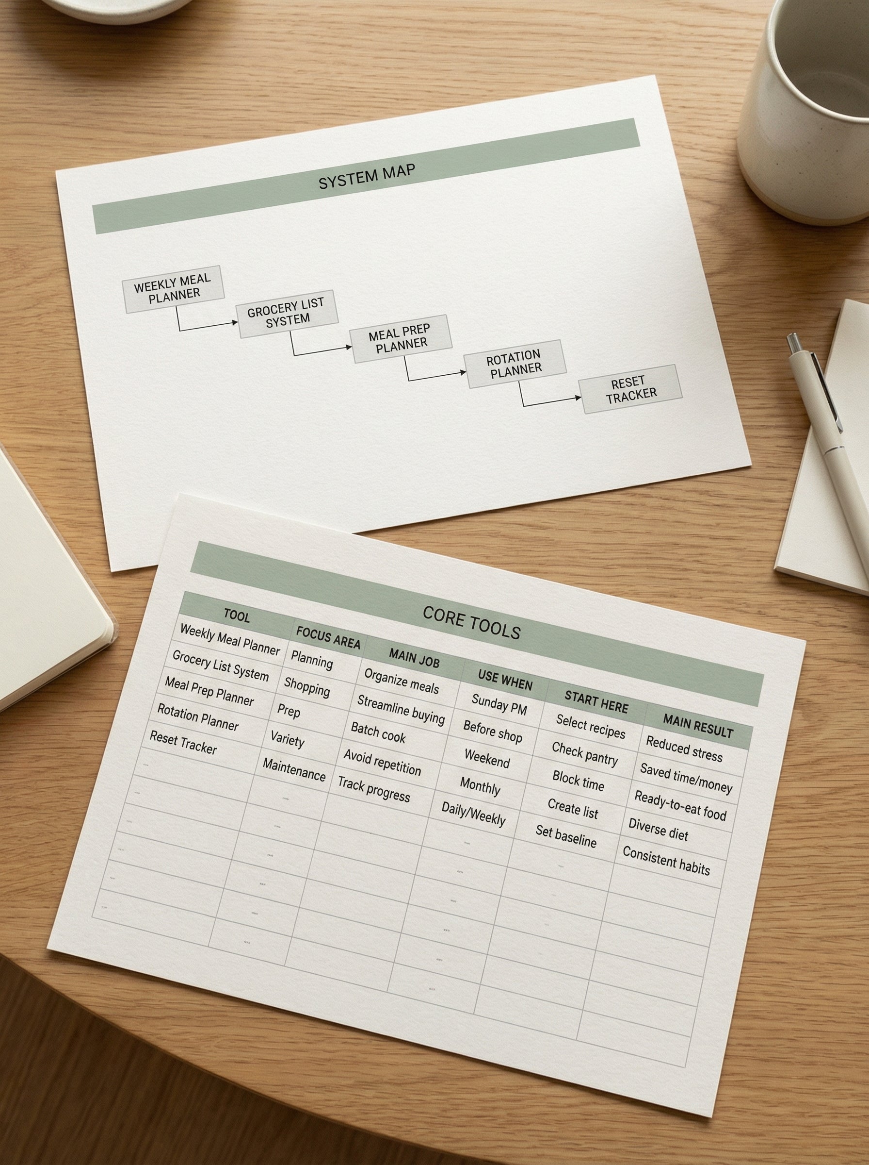 Printable system map and core tools worksheets from the Stillplate Starter Bundle